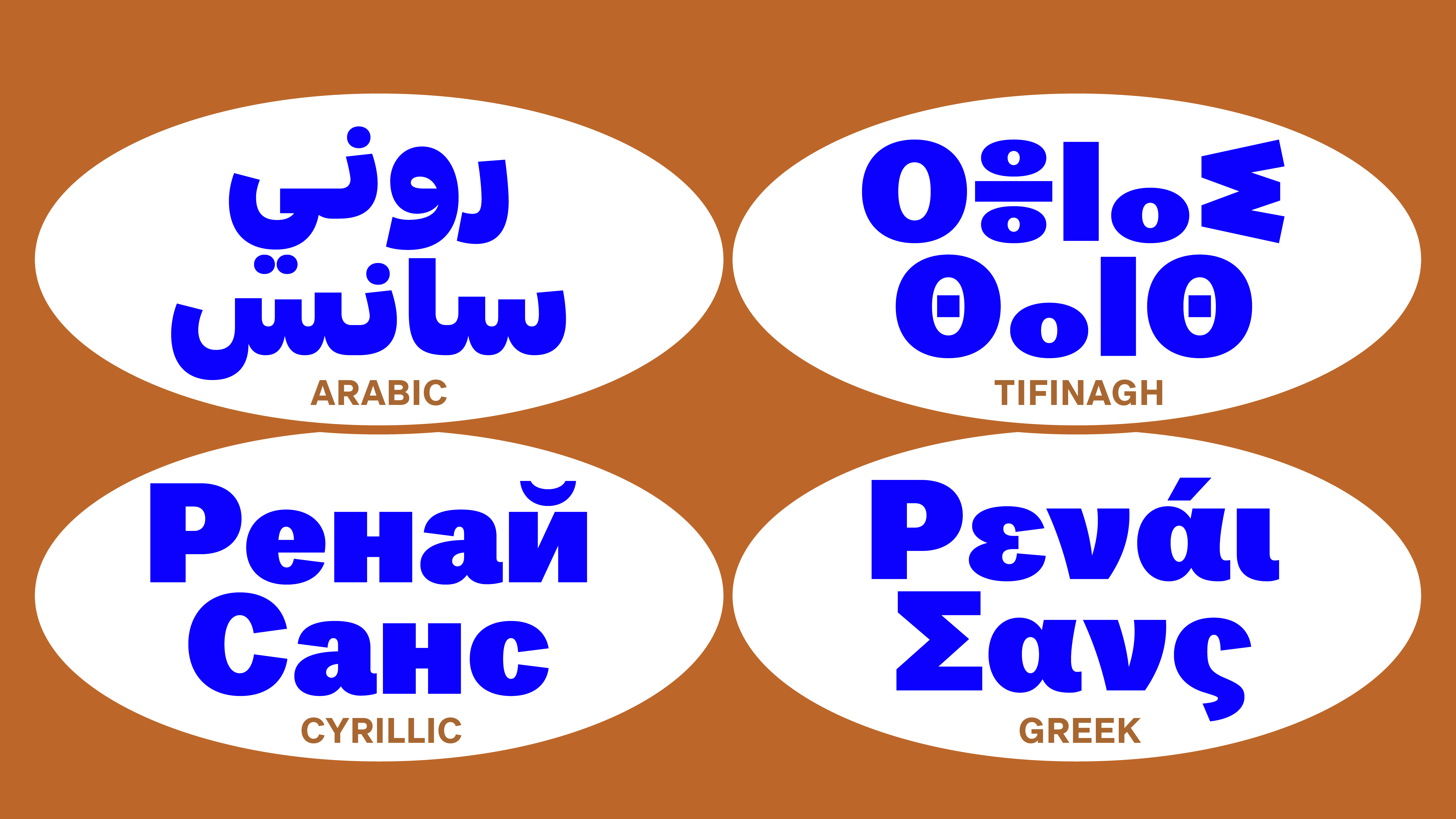 Babelfont – Renai Sans – Arabic, Cyrillic, Greek, Latin, Tifinagh